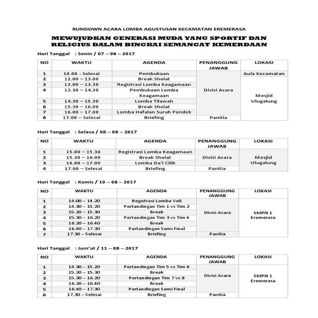 Apa Itu Rundown Acara Pengertian Cara Membuat Dan Contohnya - Gambaran