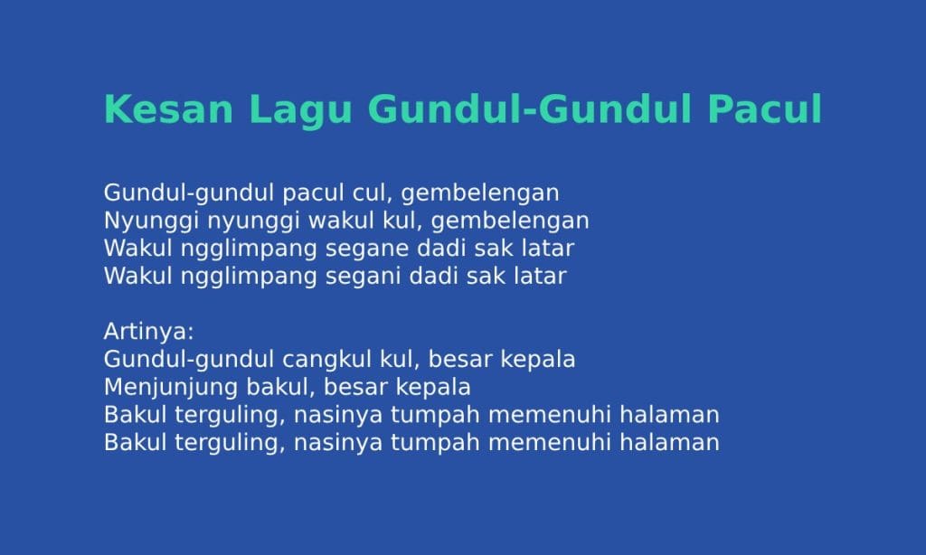 Kesan Lagu Gundul-Gundul Pacul Beserta Lirik dan Artinya