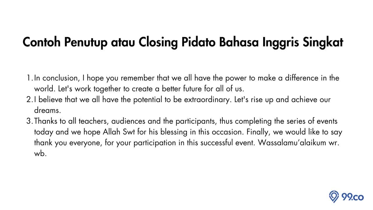 25 Contoh Penutup Pidato Bahasa Inggris Yang Persuasif